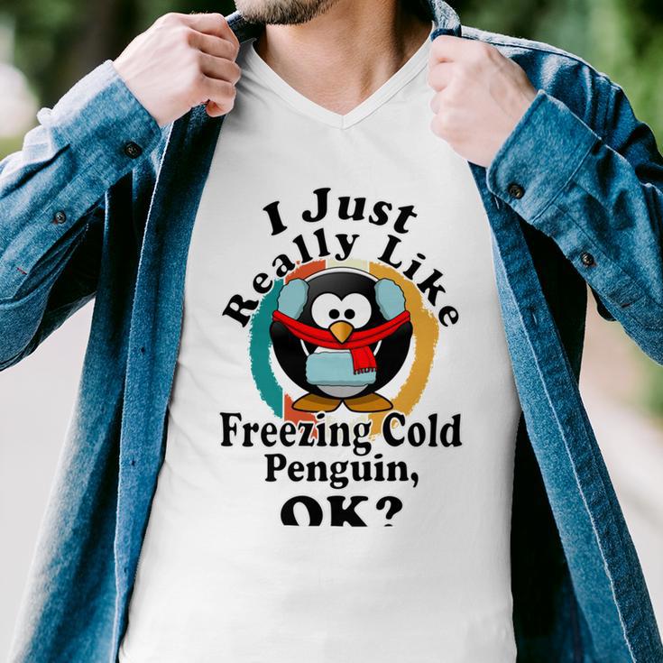 I Really Like Freezing Cold Penguin Ok Men V-Neck Tshirt