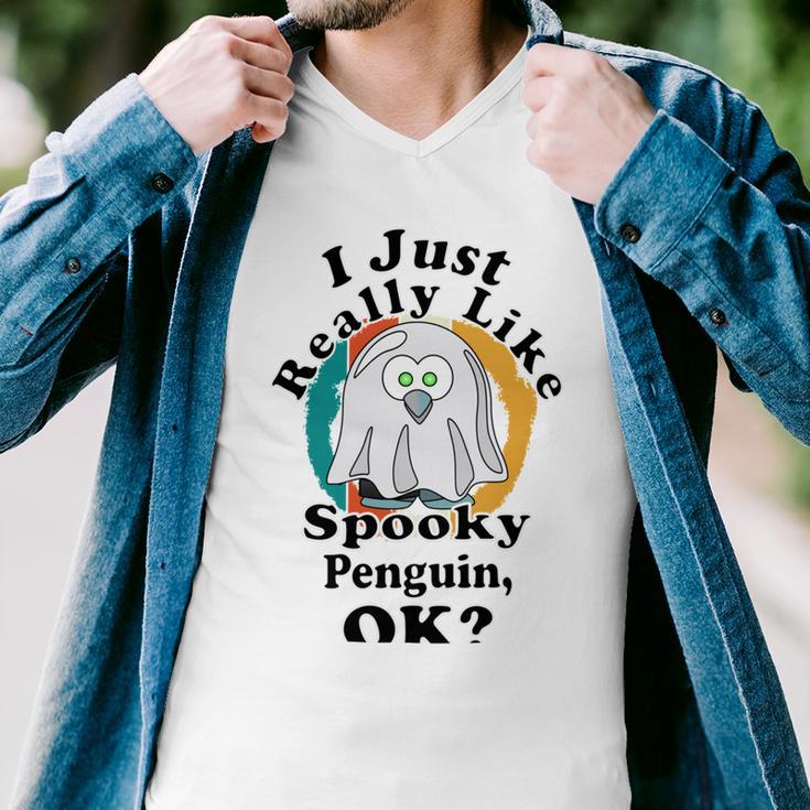 I Really Like Spooky Penguin Ok Men V-Neck Tshirt