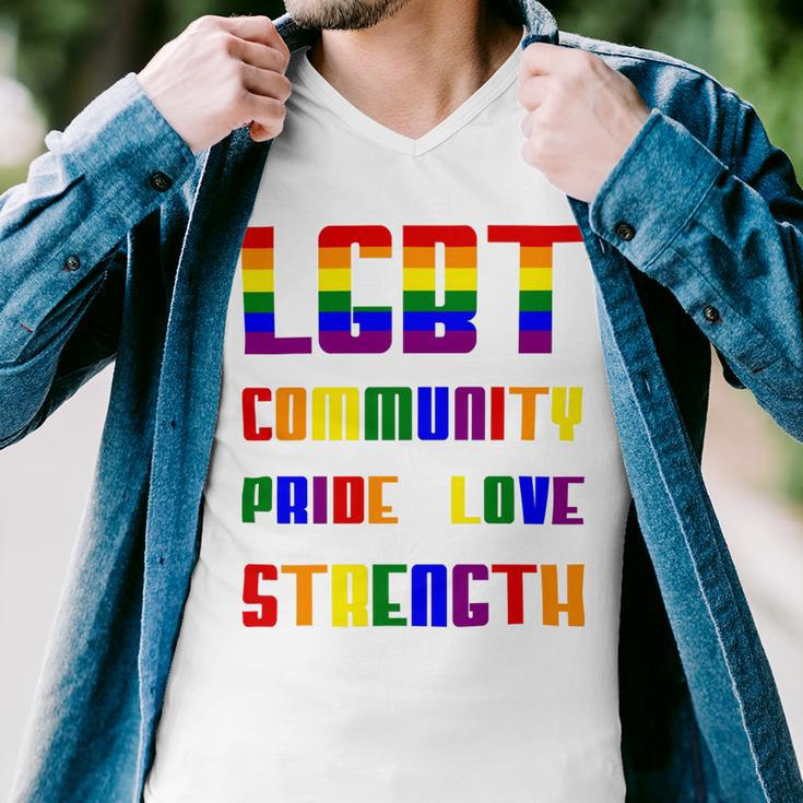 Lgbt Pride Month Lgbt History Month Slogan Shirt Lgbt Community Pride Love Strength Men V-Neck Tshirt