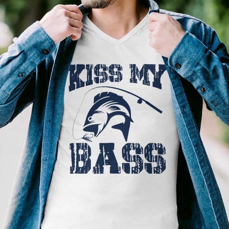 Love Fishing Kiss My Bass Men V-Neck Tshirt