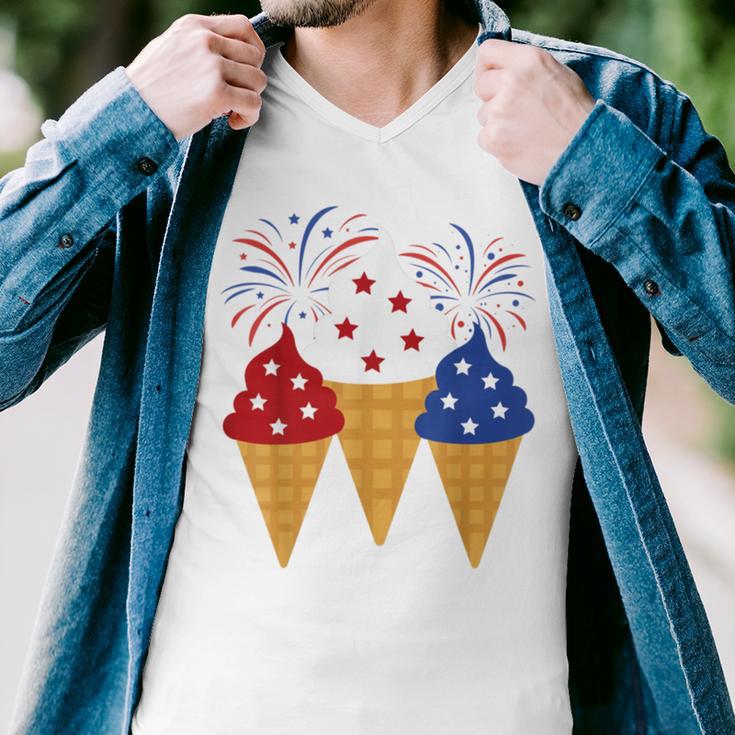 Memorial Day 4Th Of July Holiday Patriotic Ice Cream Men V-Neck Tshirt