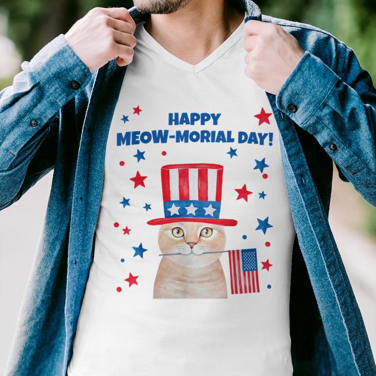 Memorial Day Cat Meowmorial Day Men V-Neck Tshirt