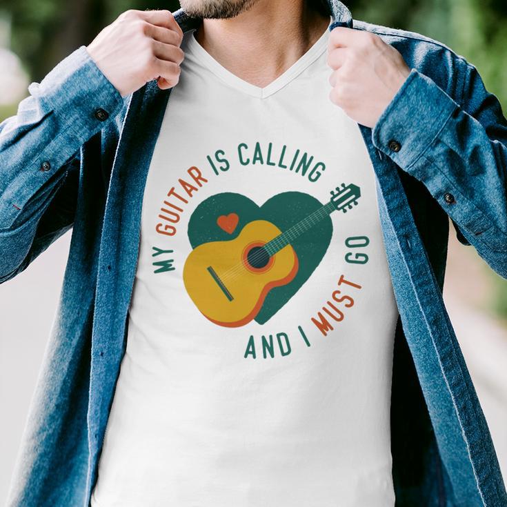 My Guitar Is Calling I Must Go 526 Trending Shirt Men V-Neck Tshirt