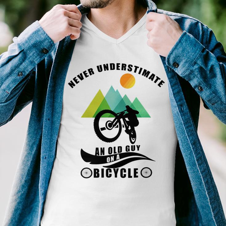 Never Underestimate An Old Guy On A Bicycle Men V-Neck Tshirt