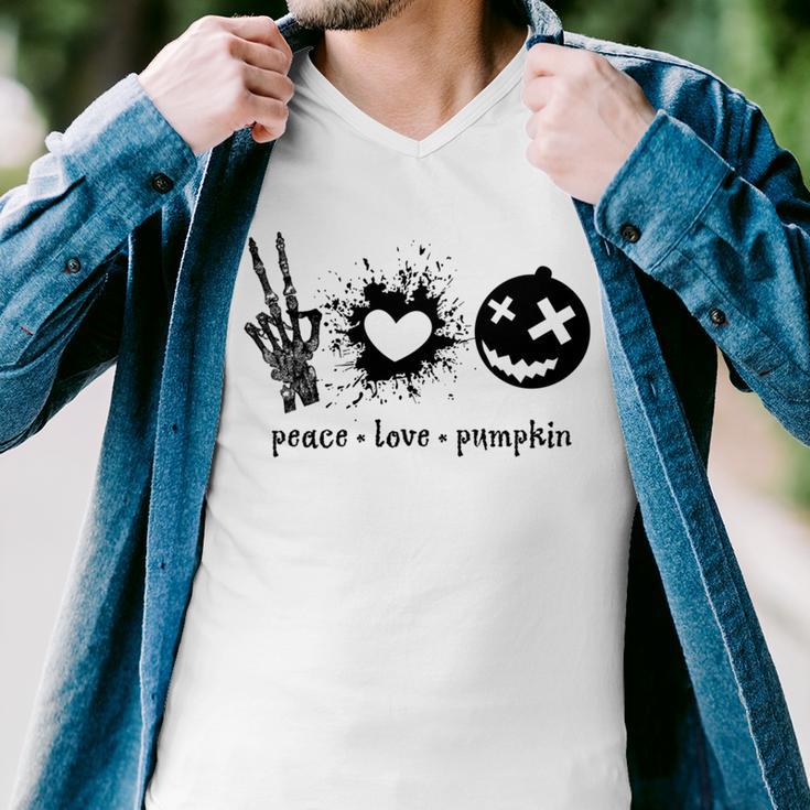 Peace Love Pumpkin Halloween Men V-Neck Tshirt