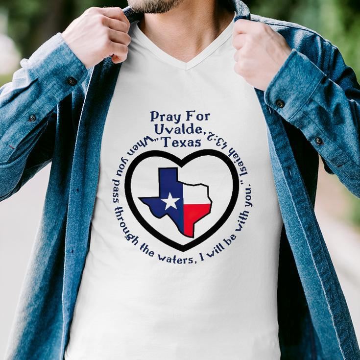 Prayers For Texas Robb Elementary Uvalde Texan Flag Map Men V-Neck Tshirt