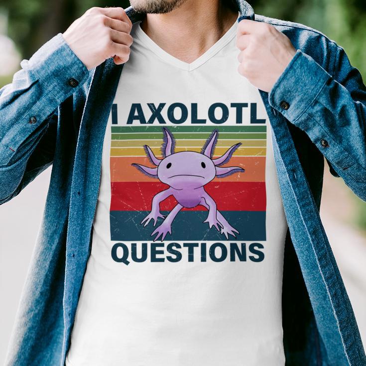 Retro I Axolotl Questions Funny Cute Axolotl Men V-Neck Tshirt