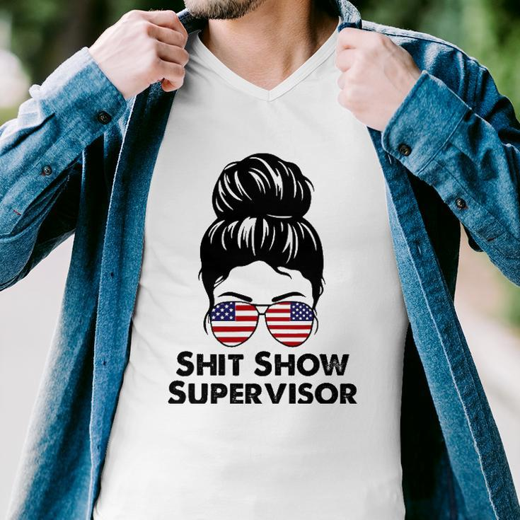 Shit Show Supervisor Funny Mom Dad Boss Manager Teacher Men V-Neck Tshirt