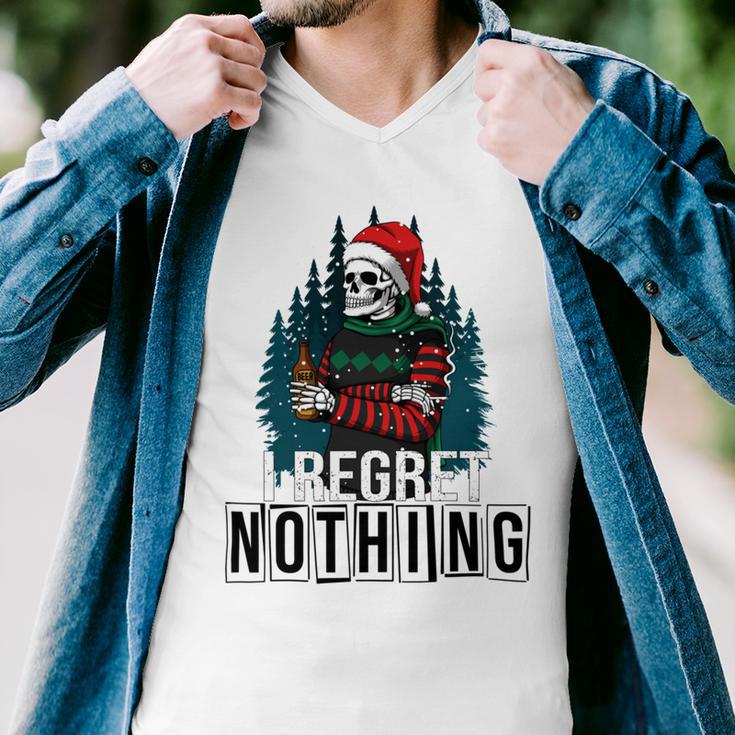 Skeleton Santa I Regret Nothing Christmas Men V-Neck Tshirt