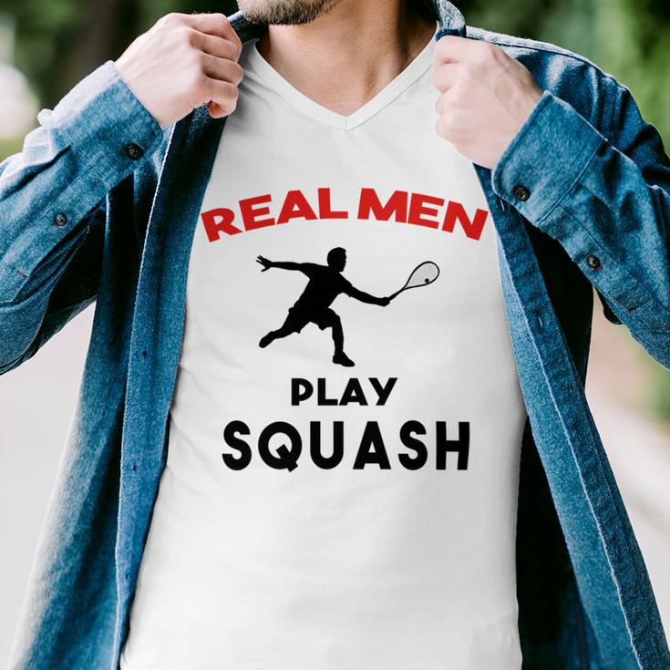 Squash Men Sport Awesome Idea Real Men Play Squash Men V-Neck Tshirt