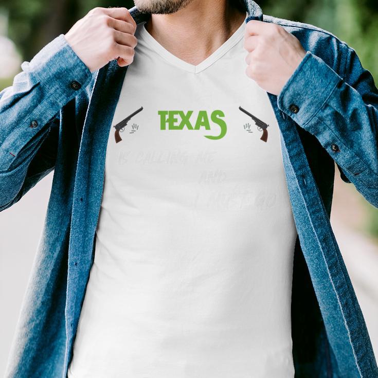 Texas Calling Me I Must Go Men V-Neck Tshirt