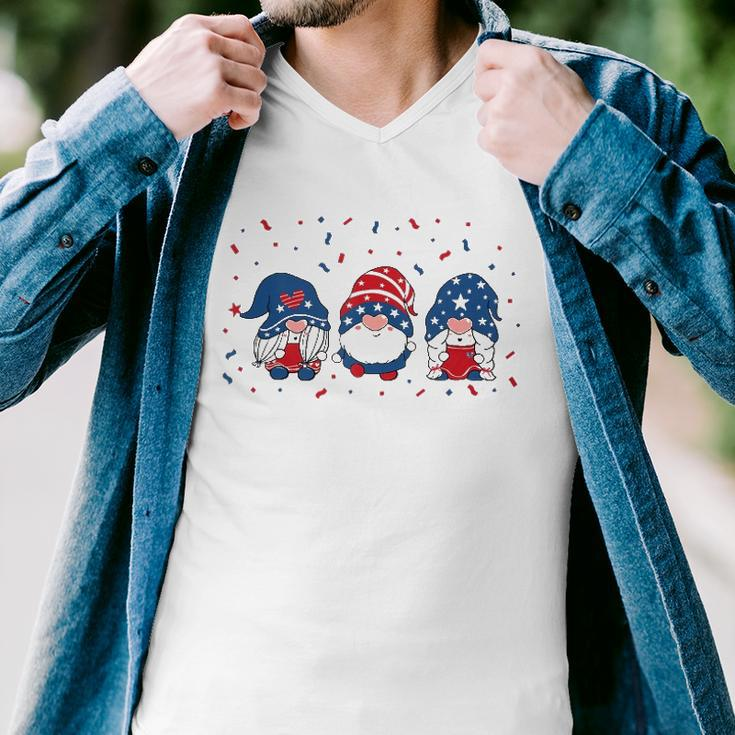 Three Gnomes Celebrating Independence Usa Day 4Th Of July Men V-Neck Tshirt