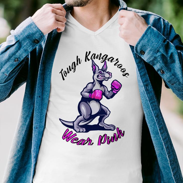 Tough Kangaroos Wear Pink In Support Of Breast Cancer Awareness Men V-Neck Tshirt