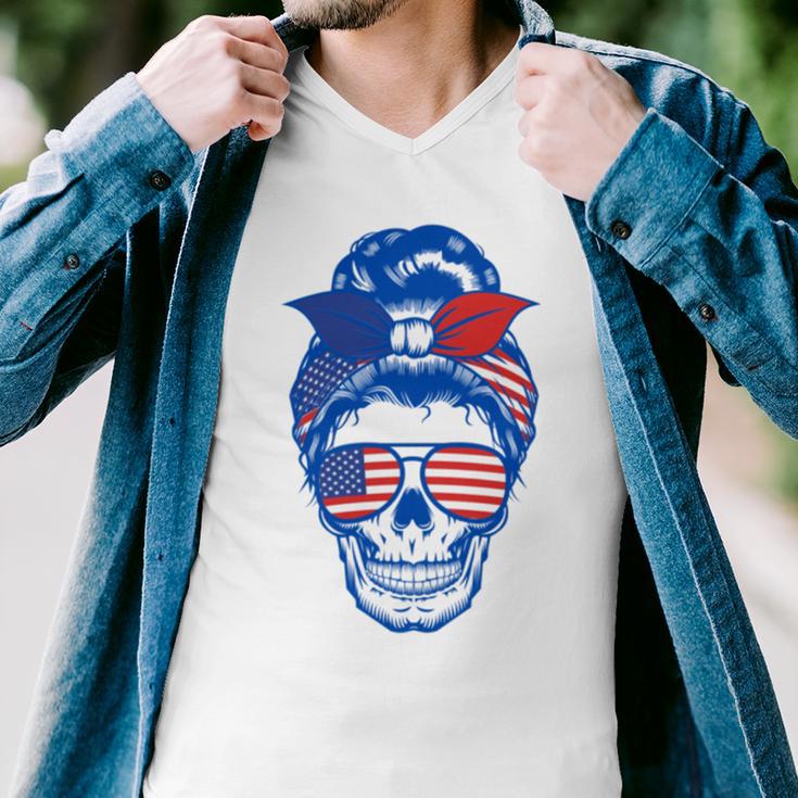 Ultra Maga Red White Blue Skull Men V-Neck Tshirt