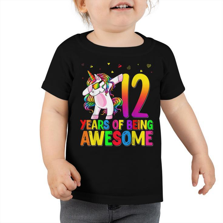12 Years Old Birthday Unicorn Dabbing 12Th Birthday Unicorn  Toddler Tshirt