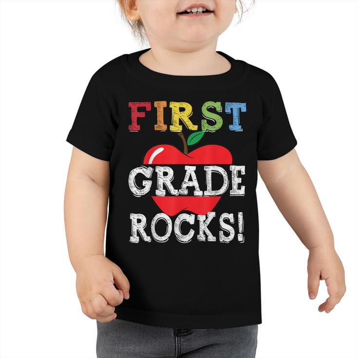 1St Grade Rocks Back To School Student Kid Teacher Squad  Toddler Tshirt