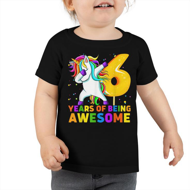 6 Years Old Unicorn Dabbing 6Th Birthday Unicorn Party  Toddler Tshirt