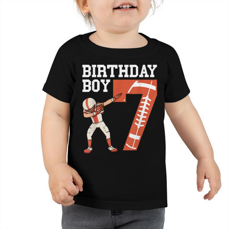 7 Years Old Boy Football Player 7Th Football Birthday Boys  Toddler Tshirt