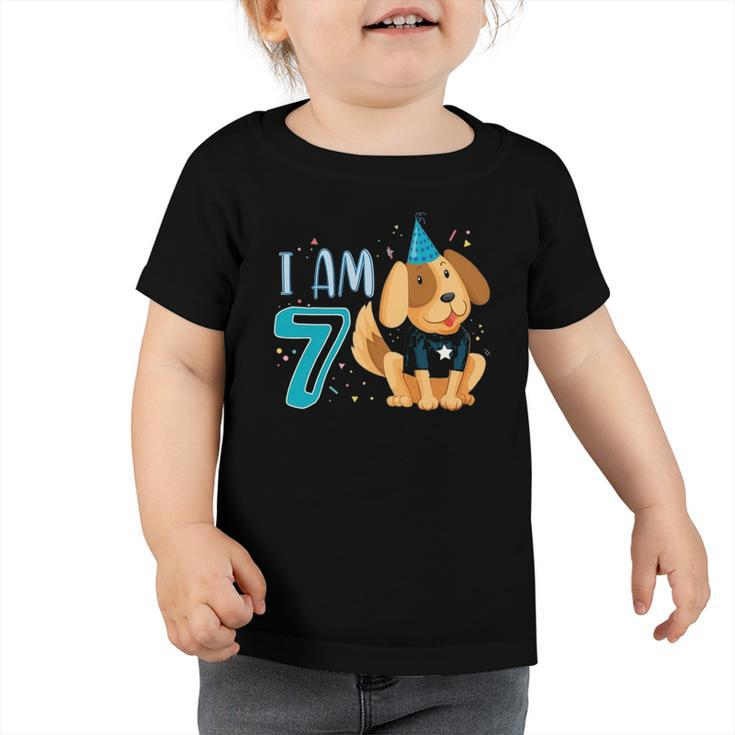 7Th Birthday Boy Dog Puppy Children Im 7 Birthday Party Toddler Tshirt