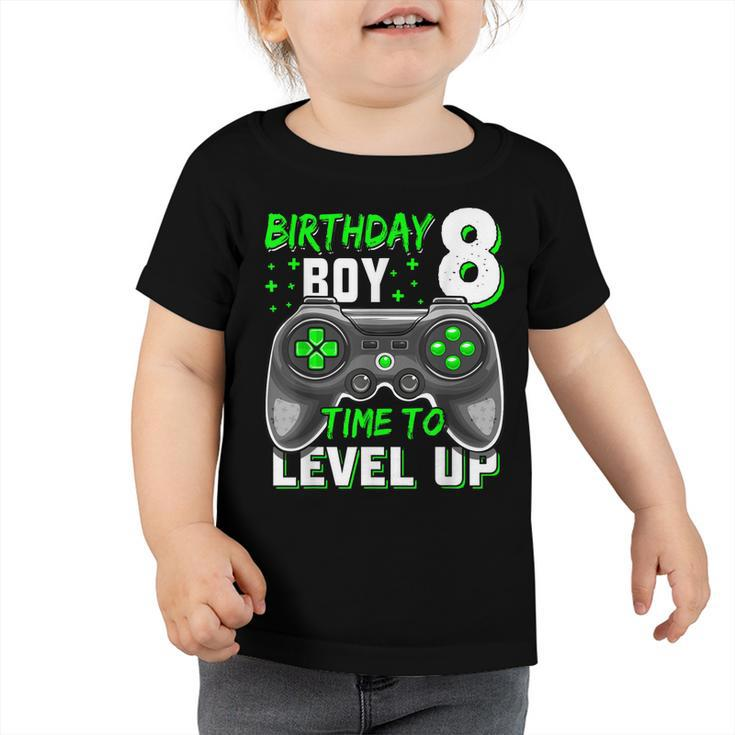 8Th Birthday Boy Eight Yrs Old Level 8 Unlocked Video Gamer  Toddler Tshirt