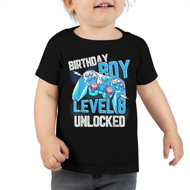 8Th Birthday Boy Girl Kid 8 Years Old Level 8 Unlocked Gamer Toddler Tshirt