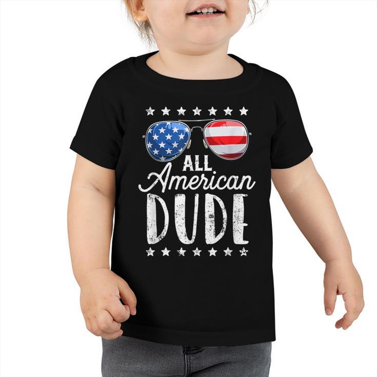 All American Dude 4Th Of July Boys Kids Sunglasses Family  Toddler Tshirt