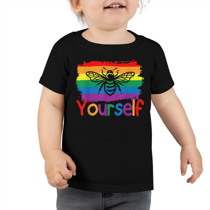 Bee Bee Bee Yourself Butterfly Gay Pride Lgbtq Funny Rainbow Bee Bee V12 Toddler Tshirt
