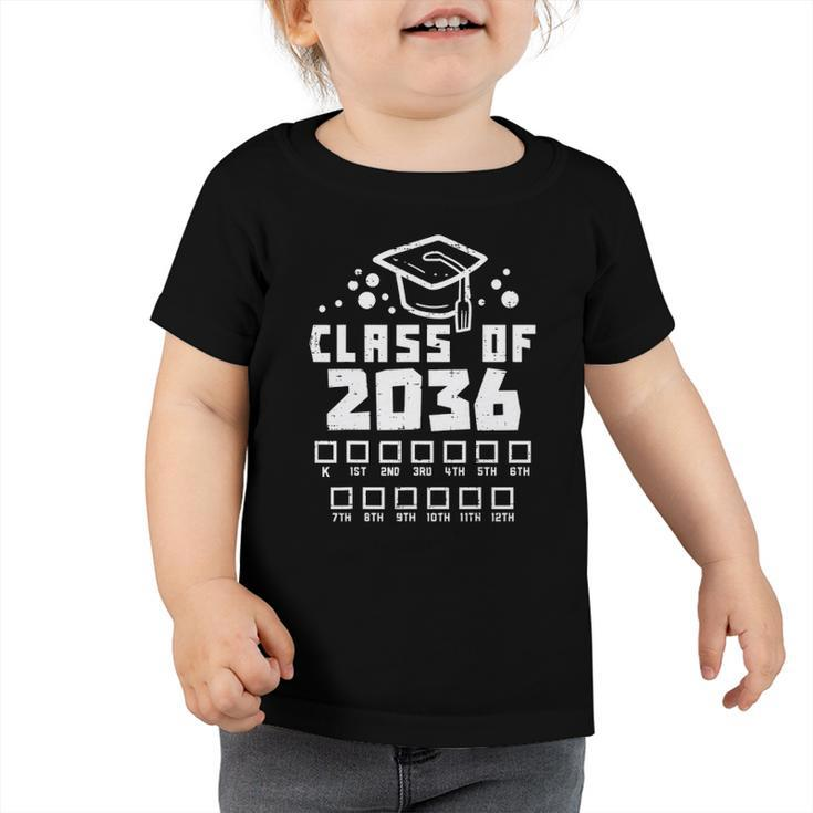Class Of 2036 Checklist Kindergarten Graduation Grow With Me Toddler Tshirt