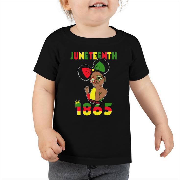 Cute Black Messy Bun Juneteenth Celebrating 1865 Girls Kids Toddler Tshirt