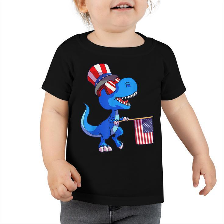 Dinosaur 4Th Of July  Usa Flag Dino Kids Boys July 4  Toddler Tshirt