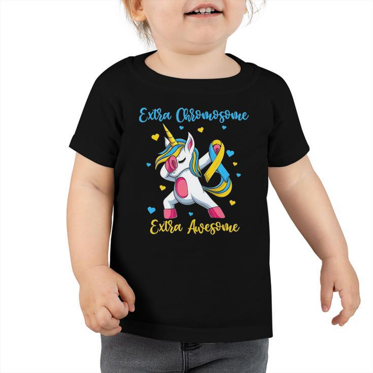 Down Syndrome Girls  Extra Chromosome Dabbing Unicorn Toddler Tshirt