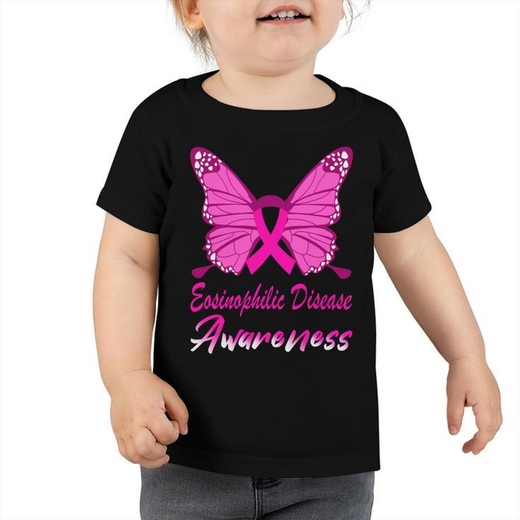 Eosinophilic Disease Awareness Butterfly  Pink Ribbon  Eosinophilic Disease  Eosinophilic Disease Awareness Toddler Tshirt
