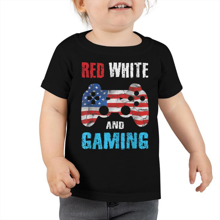 Gamer 4Th Of July Red White Gaming Video Game Boys Kids N  Toddler Tshirt