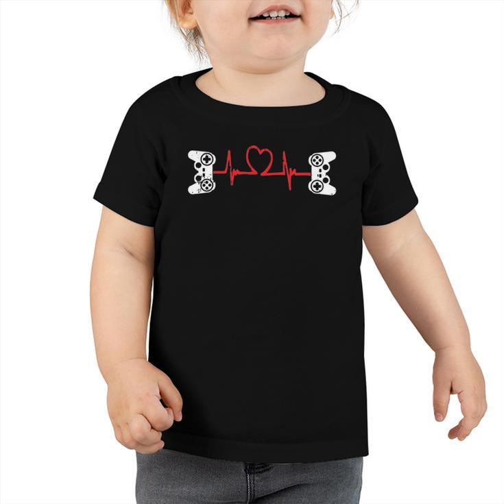 Gamer Heartbeat Valentines Day Cool Video Game Gaming Gift Toddler Tshirt
