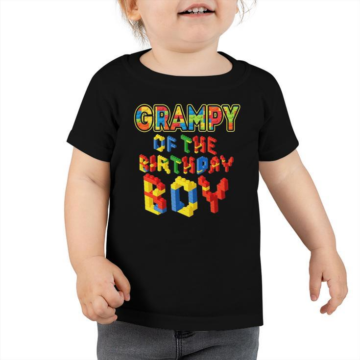 Grampy Of The Birthday Boy  Block Building Birthday Boy Toddler Tshirt