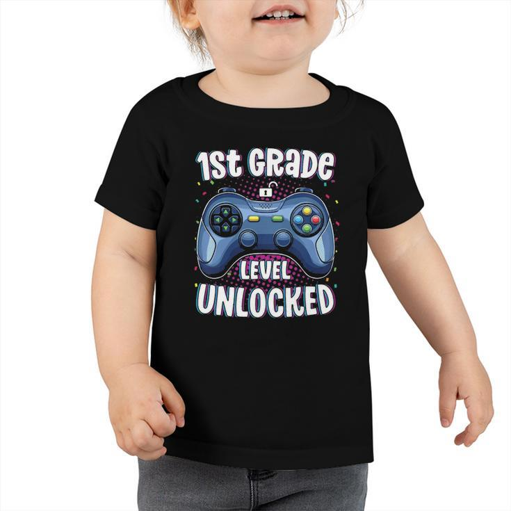 Kids 1St Grade Level Unlocked Gamer First Day Of School Boys Toddler Tshirt