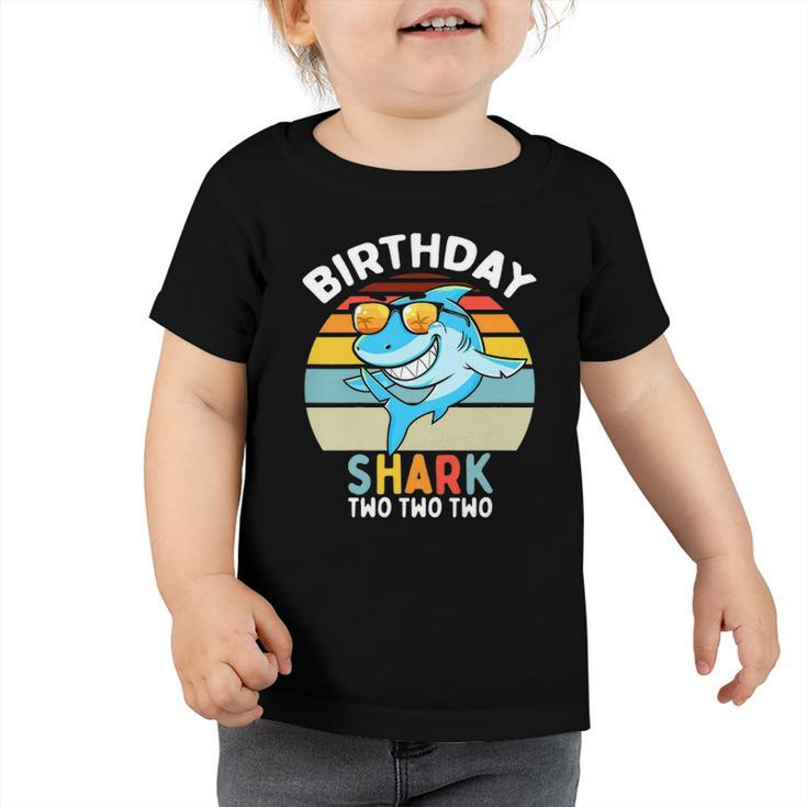 Kids 2Nd Birthday Boy Shark 2 Years Old Boys Matching Family Toddler Tshirt