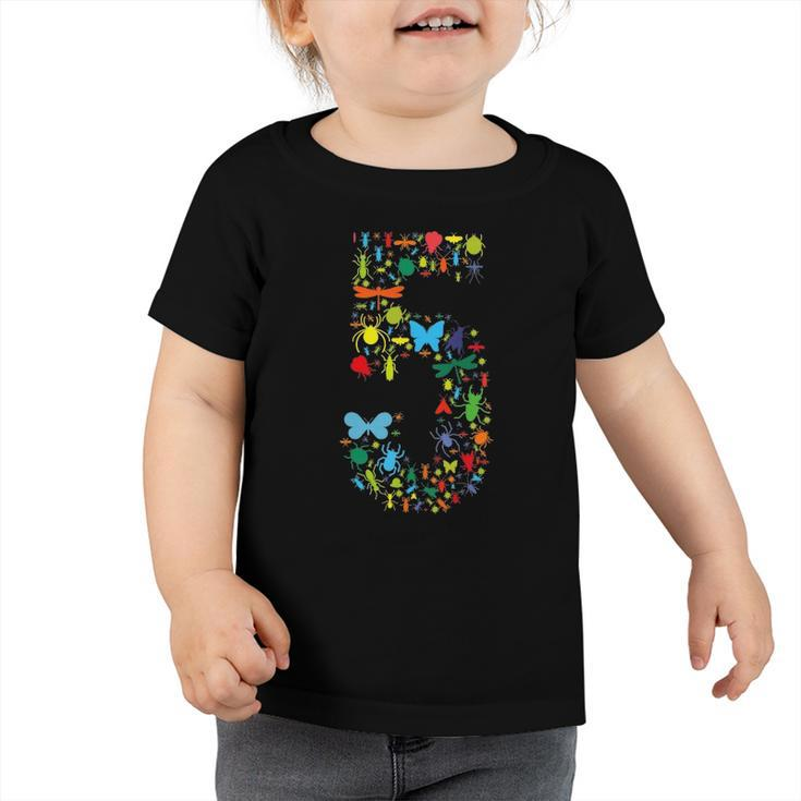 Kids 5 Years Old Birthday Bugs 5Th Birthday Insect Toddler Tshirt