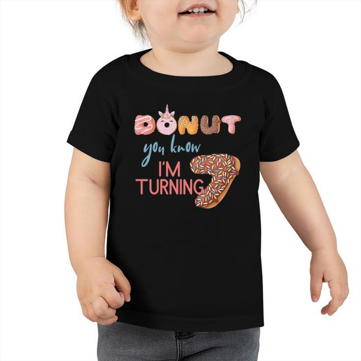 Kids 7Th Birthday7 Seven Unicorn Donut Birthday Toddler Tshirt