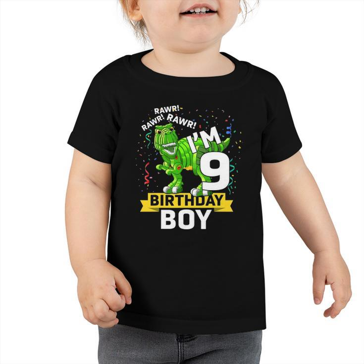 Kids 9 Years Old - 9Th Birthday -Rex Dinosaur Toy Toddler Tshirt