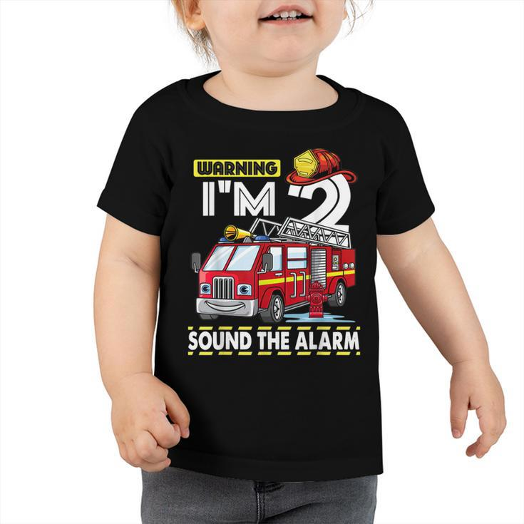 Kids Fire Truck 2Nd Birthday Boy Toddler Firefighter  Toddler Tshirt