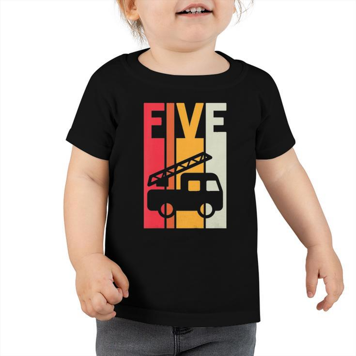 Kids Fire Truck 5Th Birthday Boys Firefighter Fireman 5 Years Toddler Tshirt