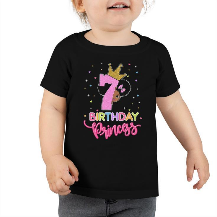 Kids Princess 7Th Birthday Outfit African American Toddler Girl Toddler Tshirt