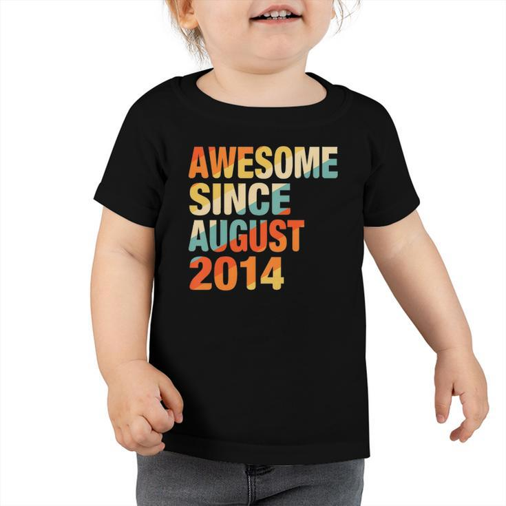 Kids Vintage 7Th Birthday Awesome Since August 2014 7 Years Old Toddler Tshirt