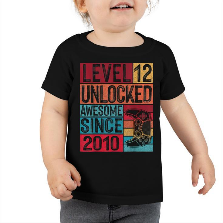 Level 12 Unlocked Awesome Since 2010 12Th Birthday Gaming  V8 Toddler Tshirt