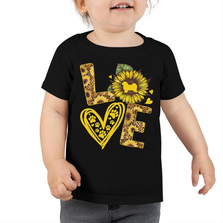 Love Havanese Sunflower Funny Dog Lover Toddler Tshirt