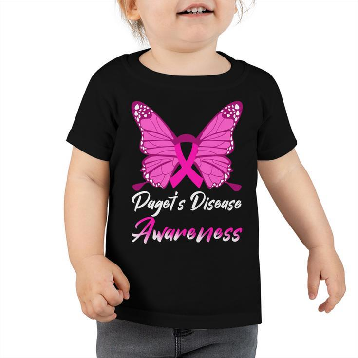 Pagets Disease Awareness Butterfly  Pink Ribbon  Pagets Disease  Pagets Disease Awareness Toddler Tshirt