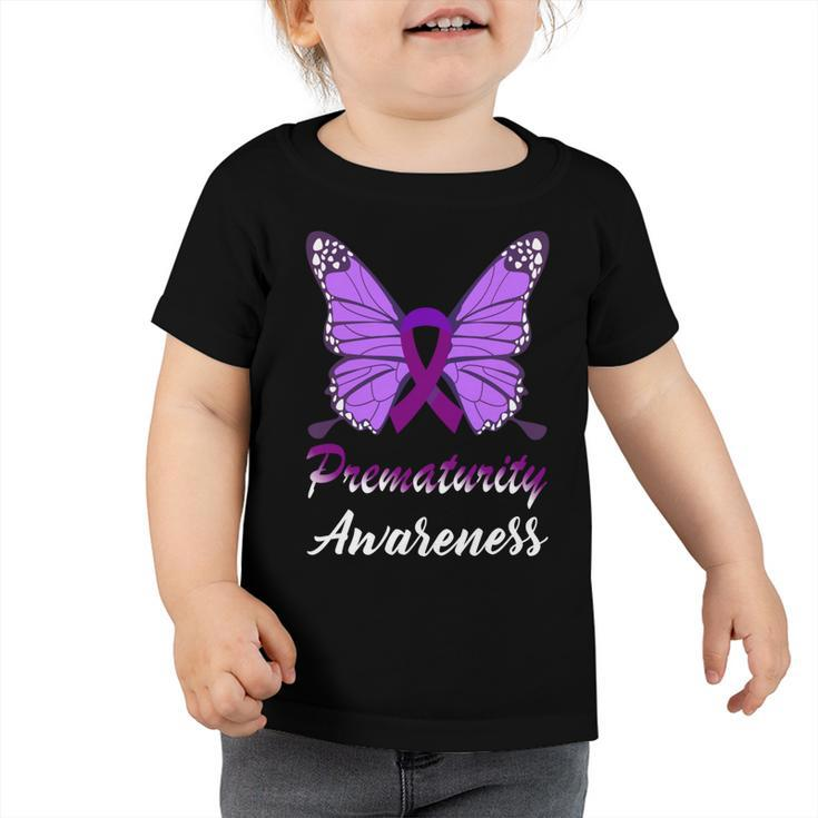 Prematurity Awareness Butterfly  Purple Ribbon  Prematurity  Prematurity Awareness Toddler Tshirt
