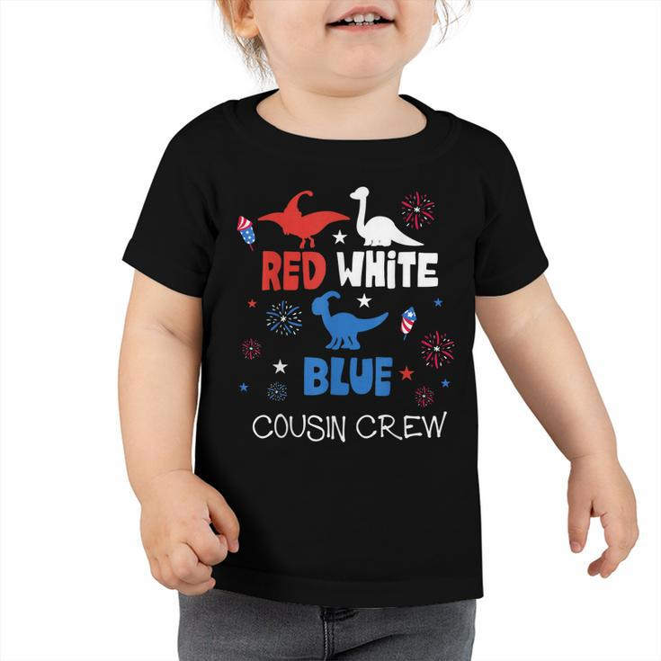 Red White & Blue Cousin Crew 4Th Of July Kids Usa Dinosaurs  Toddler Tshirt