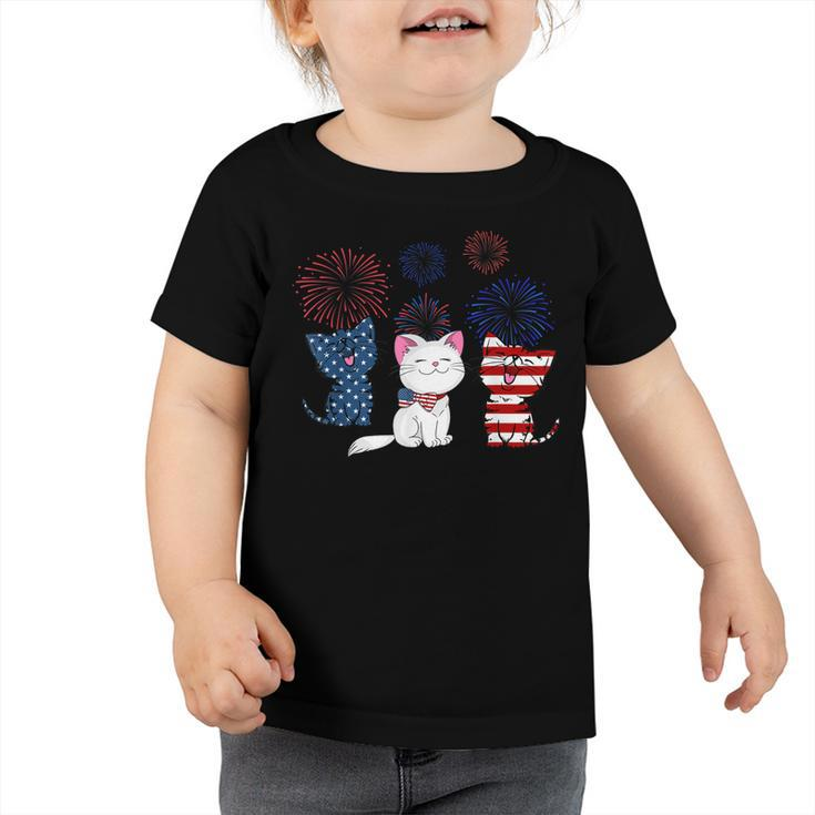 Red White Blue Cat Usa Flag 4Th Of July Patriotic Cat Lover  Toddler Tshirt